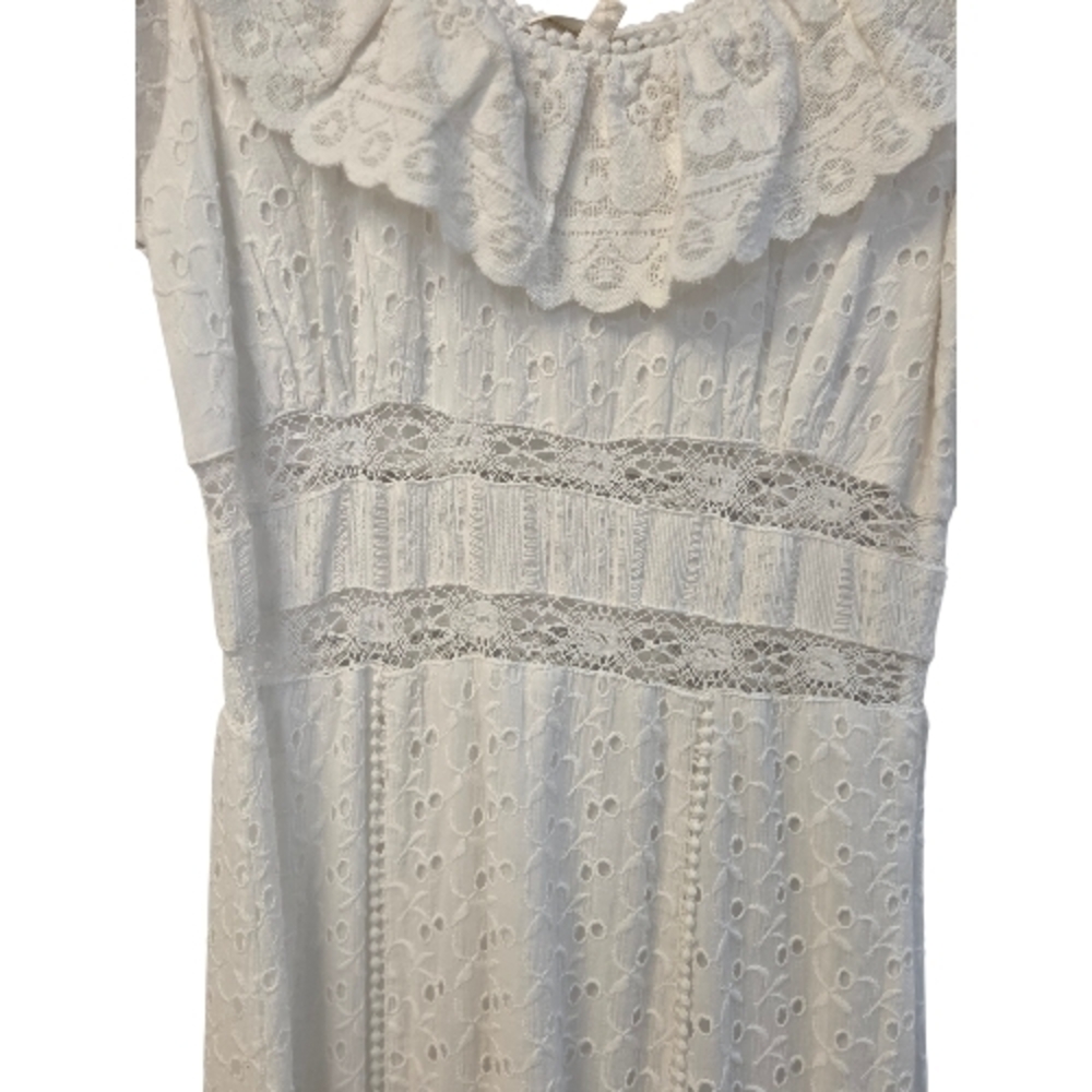 LoveShackFancy Sassie White Lace Maxi Dress Boho Eyelet Romantic Cottagecore Sz4 - Picture 8 of 15